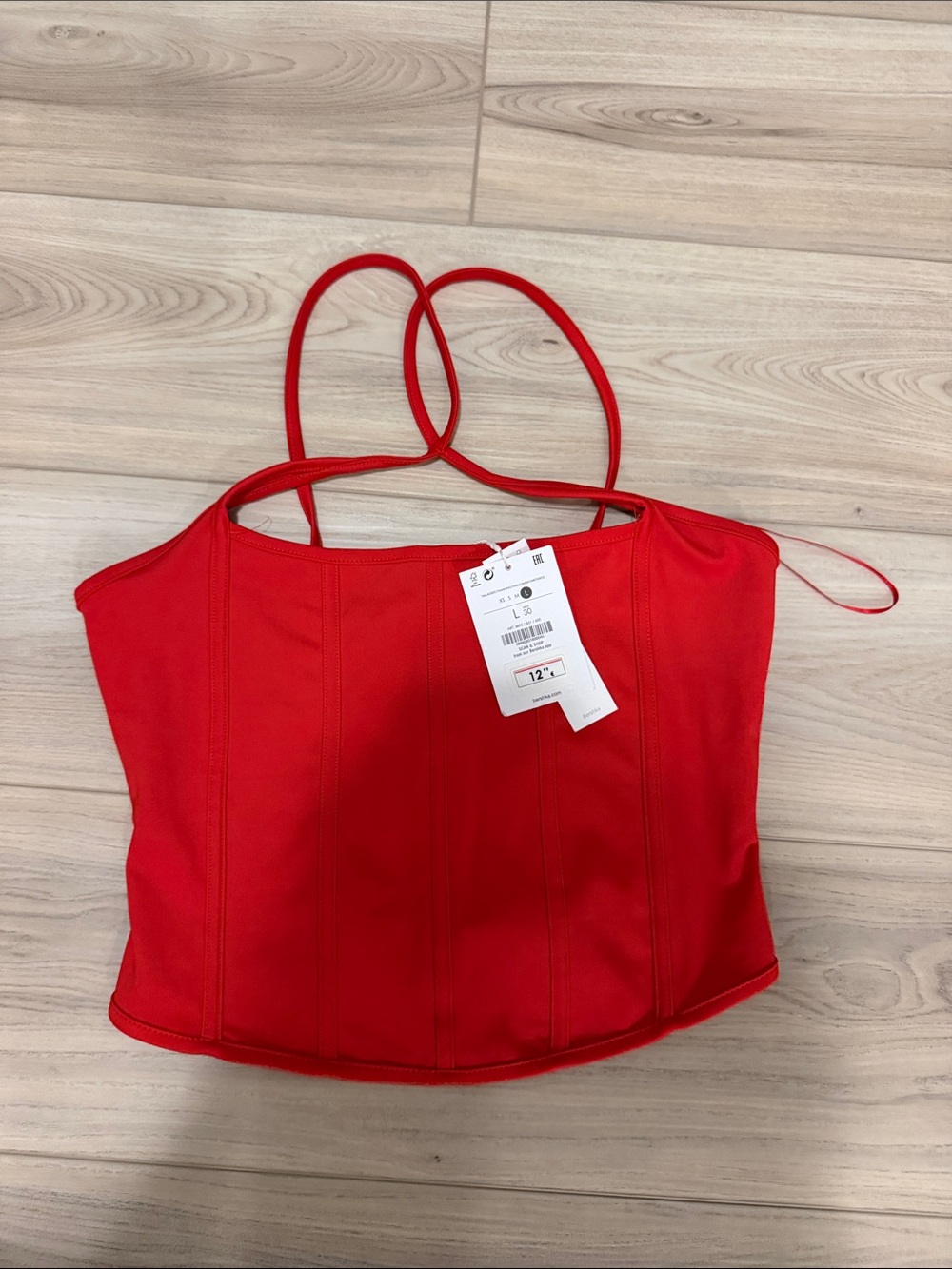 Bershka Red Strappy Corset-Style Camisole
